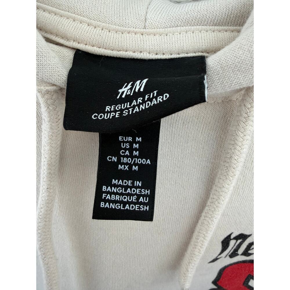 H&M New York City 83 Hoodie | Cream Graphic Sweatshirt | Size M - Picture 5 of 7